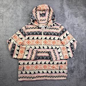 O'neill Women's Aztec Tribal Fleece Hoodie L Fair Isle Jacket 1/2 Zip Sierra